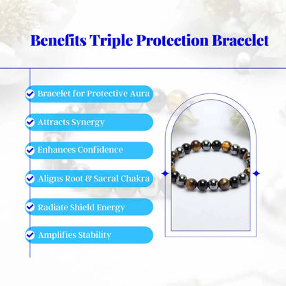 Triple Protection Crystal Bracelet | 8mm | Strength, Stability & Shielding