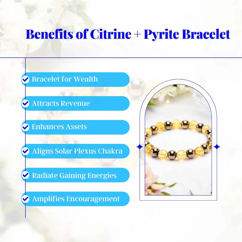 Citrine & Pyrite Bracelet – 8mm (Manifest Wealth & Good Fortune)