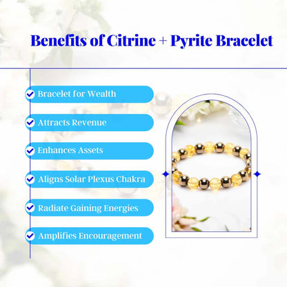 Citrine & Pyrite Bracelet – 8mm (Manifest Wealth & Good Fortune)